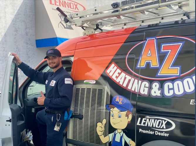AZ Air technician preparing for a job in Sylmar, CA